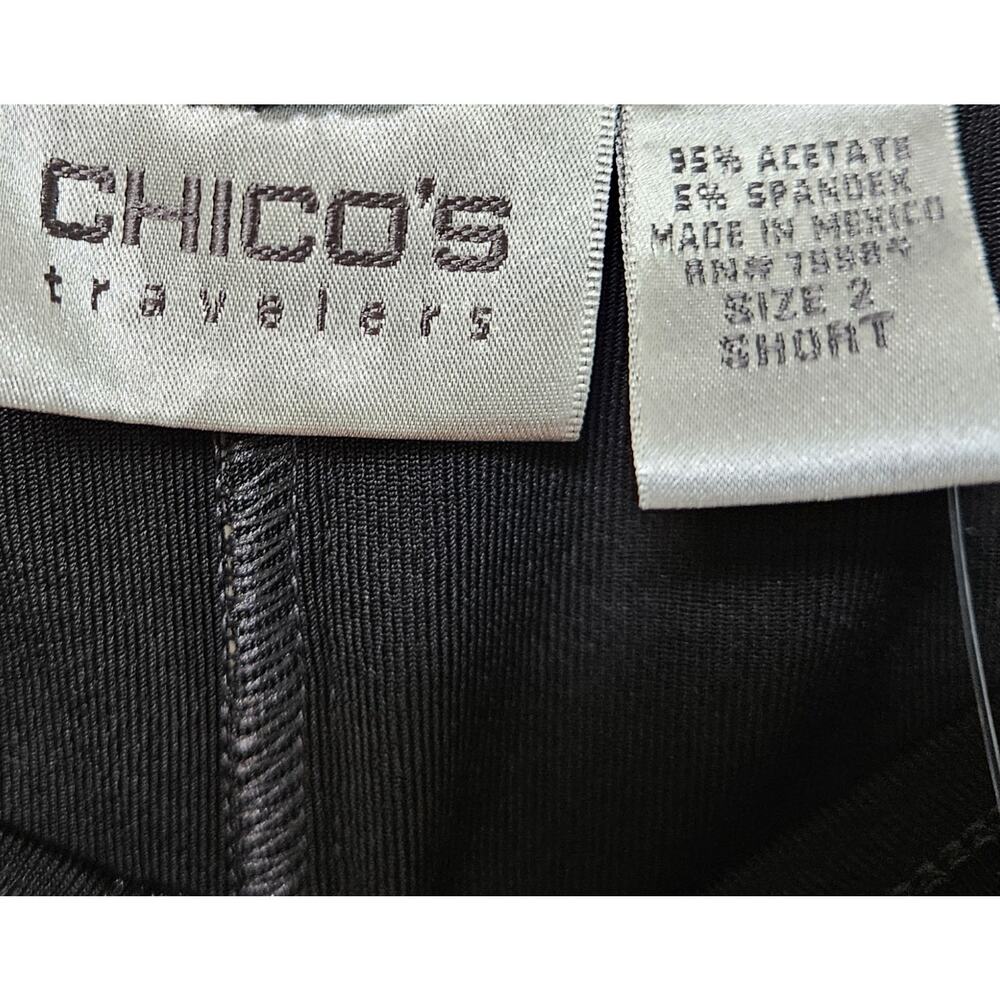 CHICO's Travelers 2 Women L Short Pants Pull On Wide Leg Black Flowy 28 x 27 NEW - Picture 3 of 7